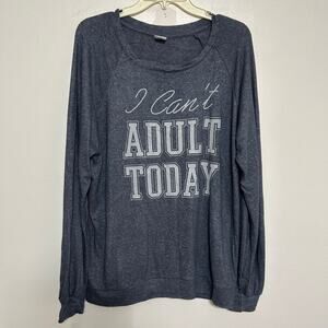 Freeze I Can't Adult Today Graphic Top Heather Gray XL